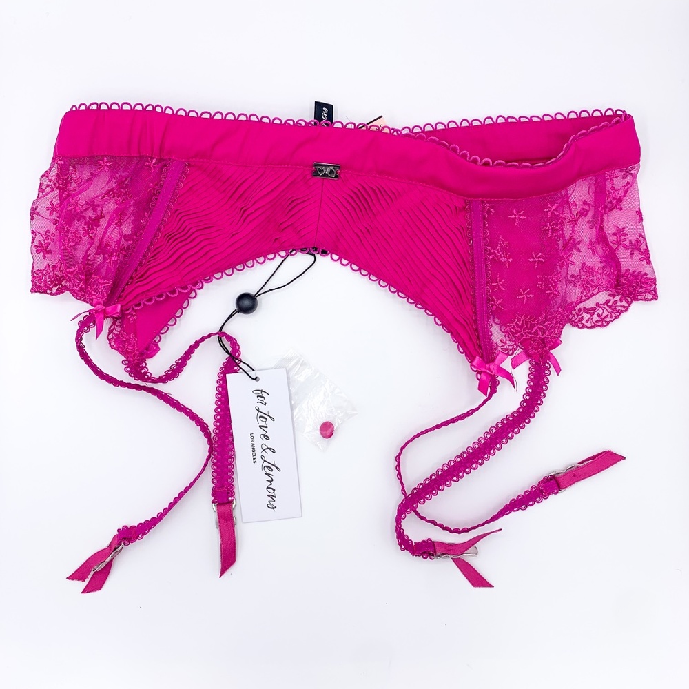 For Love And Lemons Pink Lace Garter Belt